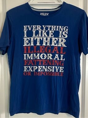 Max Men's Blue Graphic Tee with Bold Text